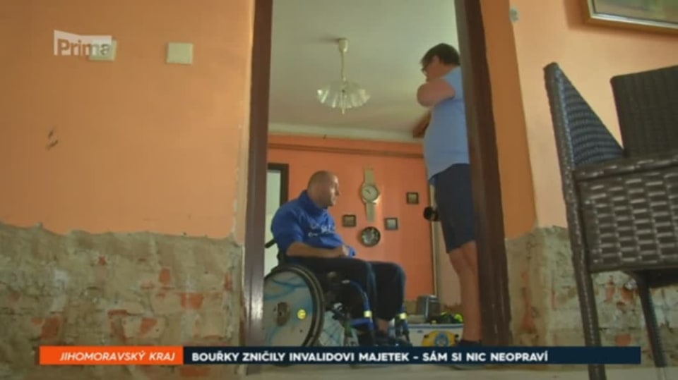 7. 7. 2019 VELKÉ ZPRÁVY: BOUŘKY ZNIČILY INVALIDOVI MAJETEK - SÁM SI NIC NEOPRAVÍ